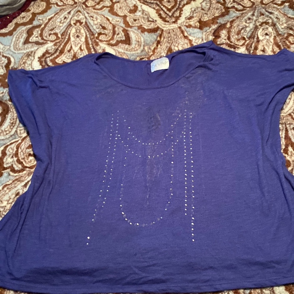 Studded cold shoulder blouse